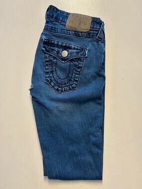 True Religion Jeans Size 26 Stella Skinny Flap Pockets Dark Wash Stretch Denim